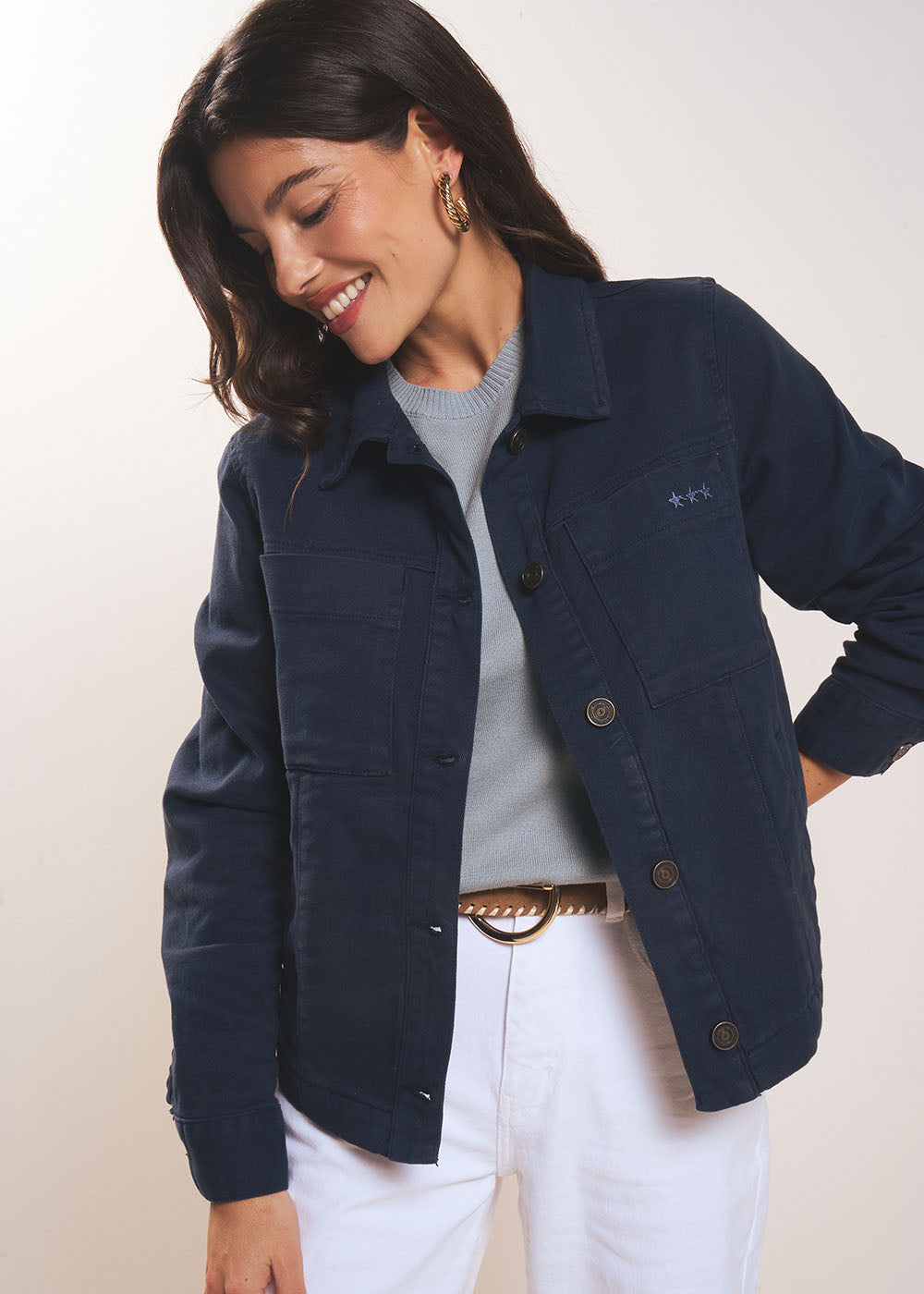 Veste à col chemise à surpiqûres - Sud Express - 5 - Sud Express