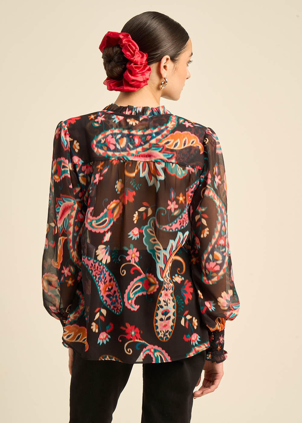 Blouse imprimée avec détails plissés - Sud Express - 3 - Sud Express