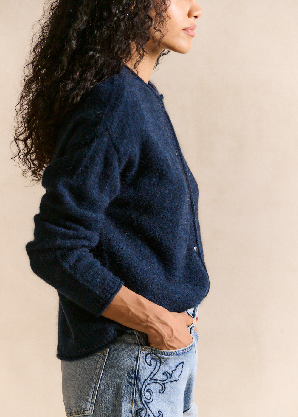 Gilet cardigan en mohair col rond - Sud Express - 5 - Sud Express