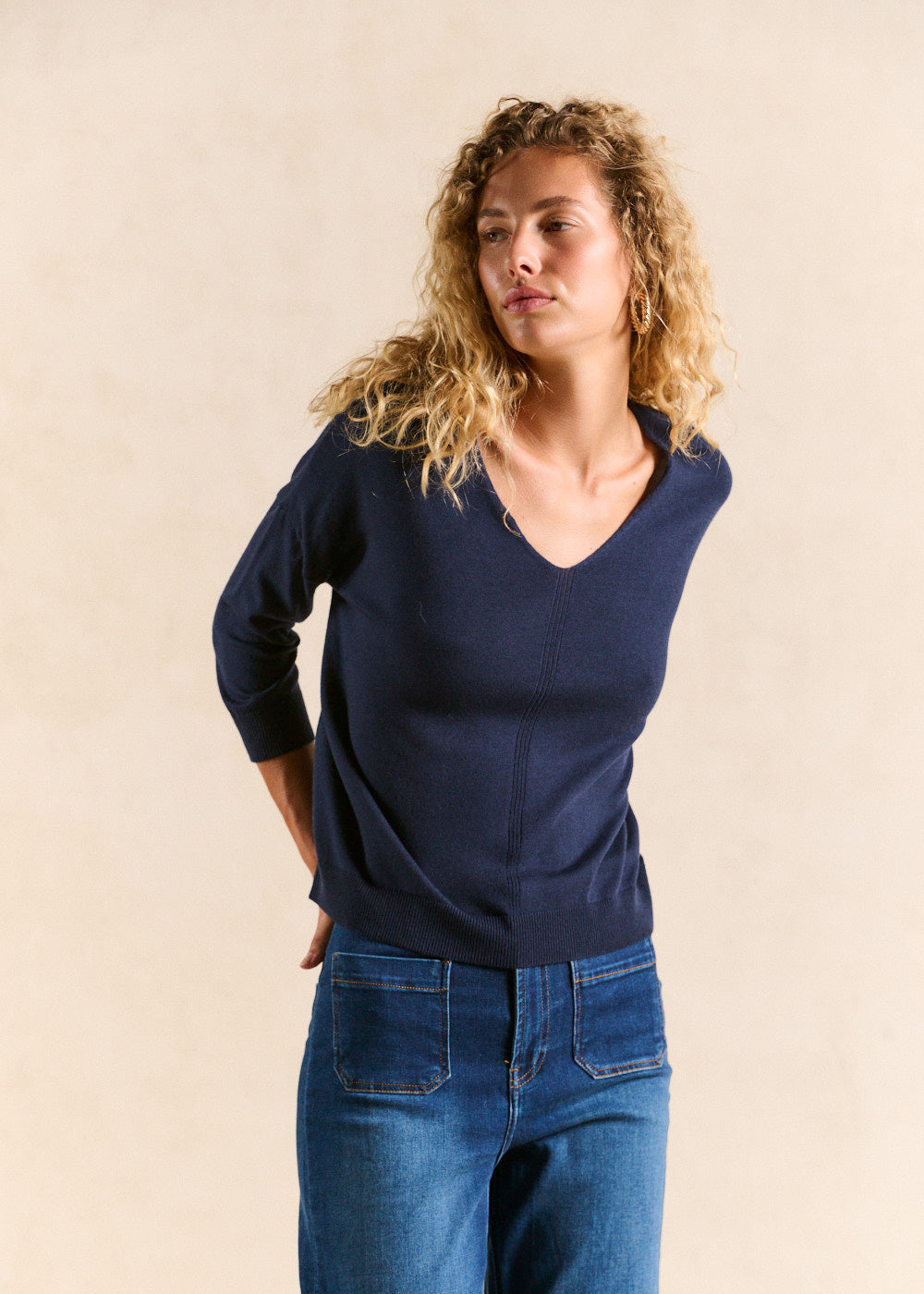 Pull col V oversize avec manches mi-longues - Sud Express - 5 - Sud Express