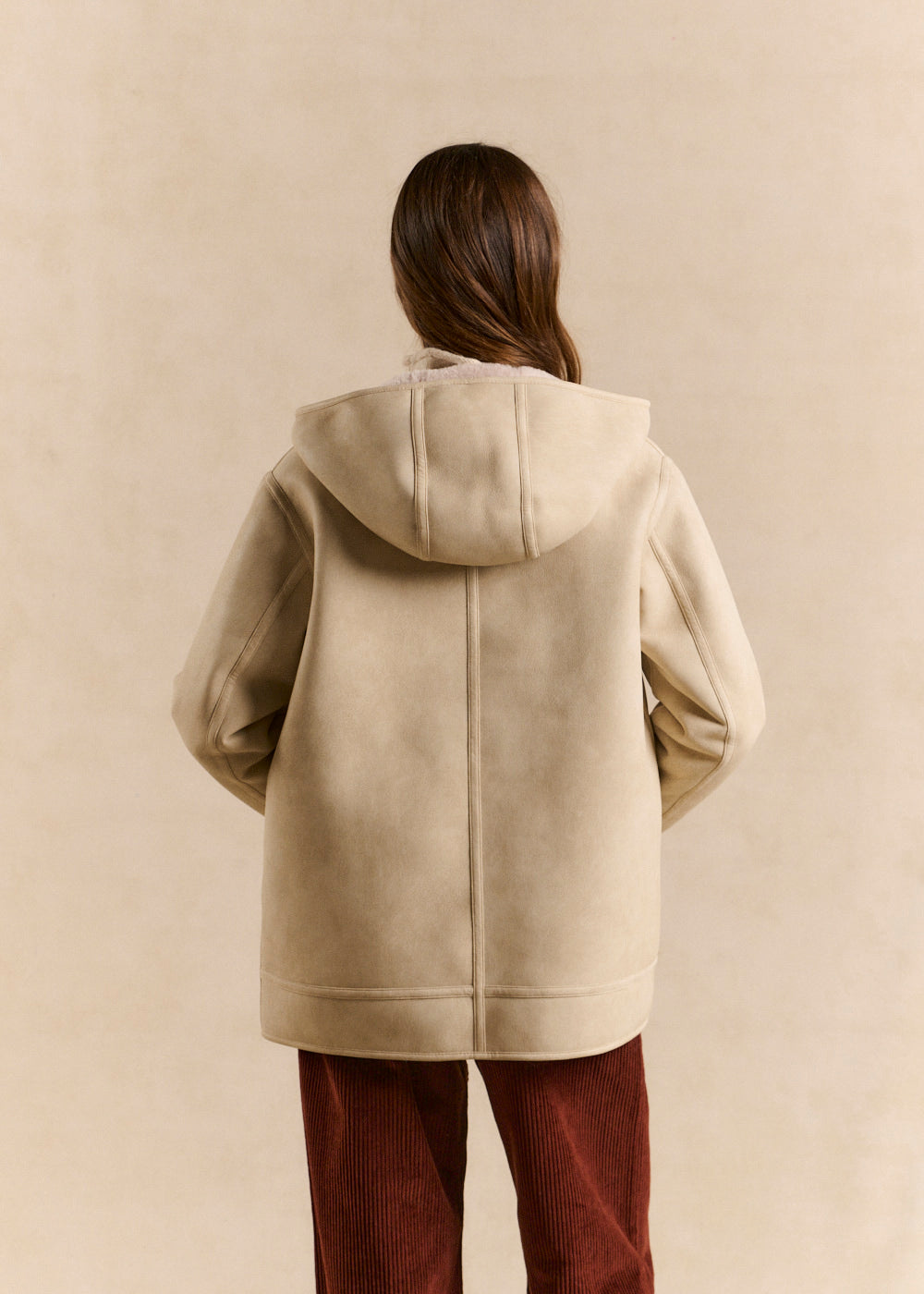 Manteau fausse peau lainée à capuche - Sud Express - 3 - Sud Express