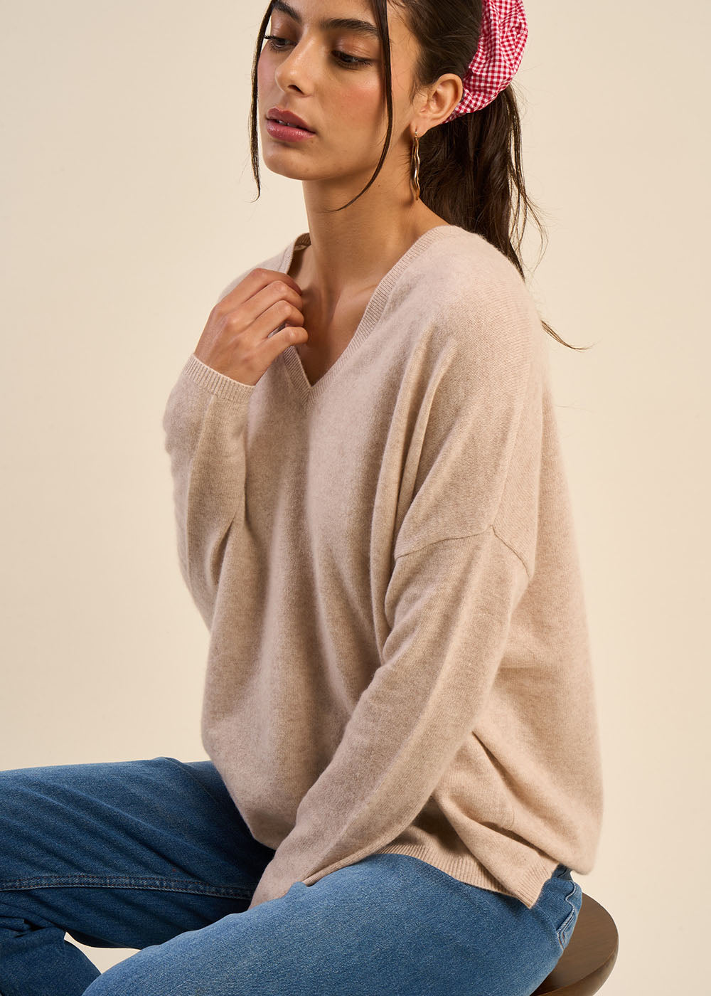 Pull en 100% cachemire à Col V - Sud Express - 6 - Sud Express