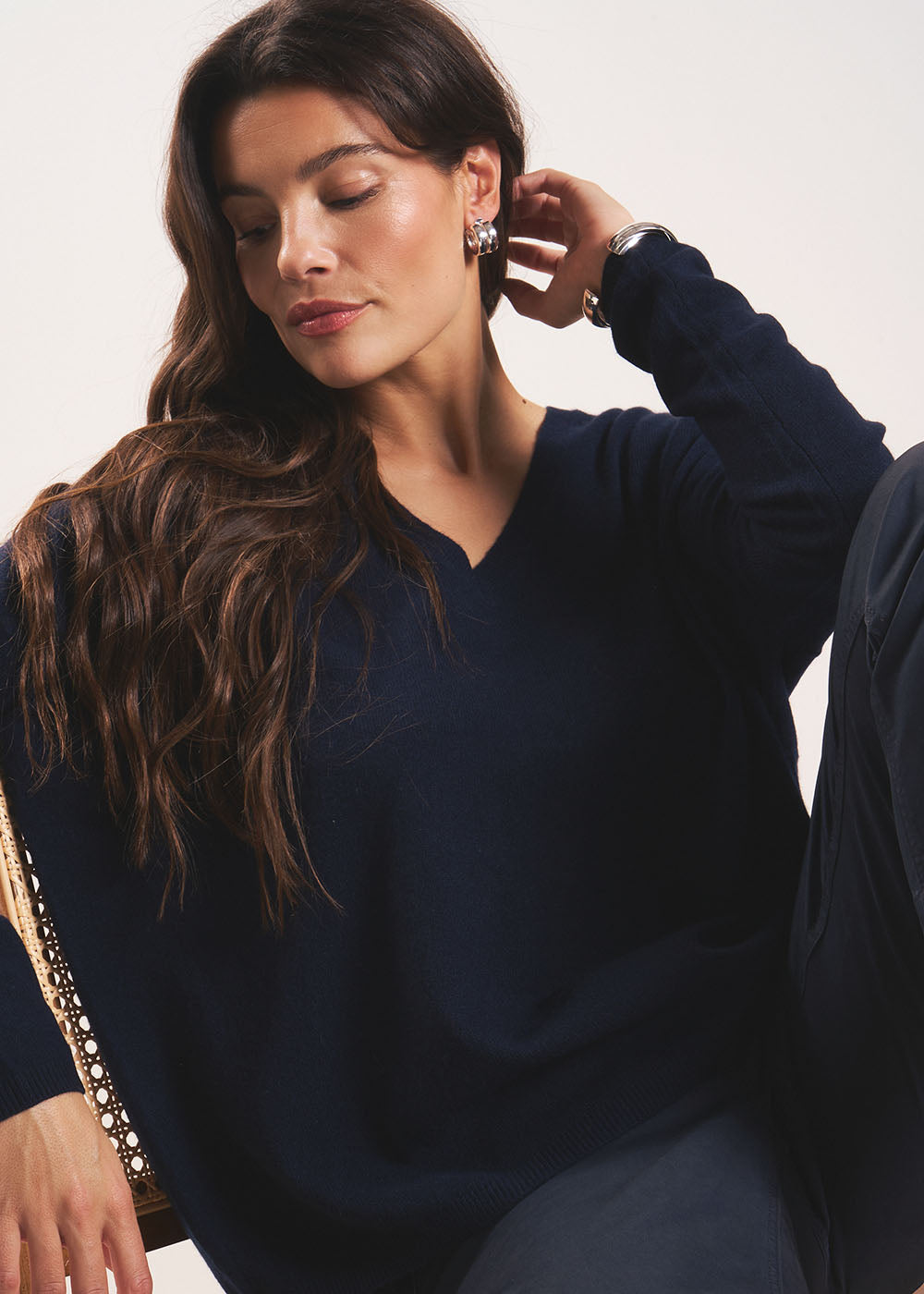 MONJOE Pull en 100% cachemire à Col V - 1 - Sud Express - Sud Express