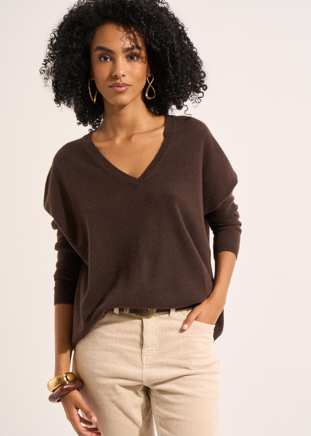 Pull en 100% cachemire à Col V - Sud Express - 5 - Sud Express