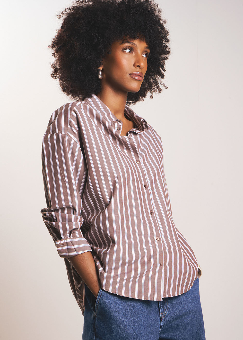 CLEMENCIA Chemise oversize à rayures contrastées - 1 - Sud Express - Sud Express