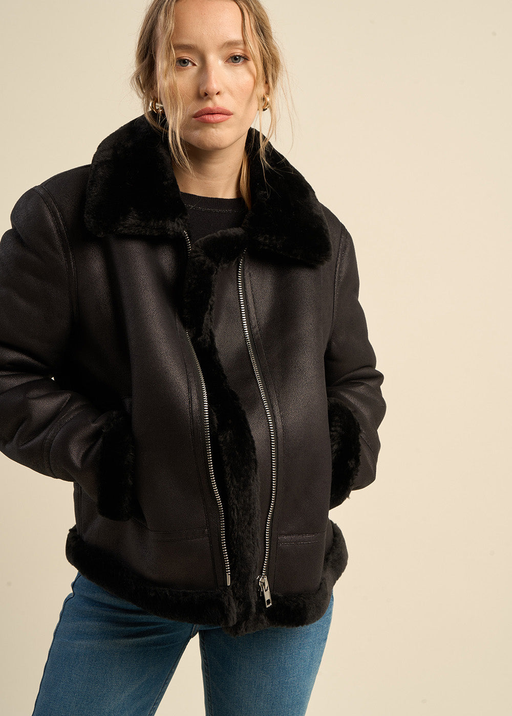 Blouson en fausse peau lainée - Sud Express - 5 - Sud Express