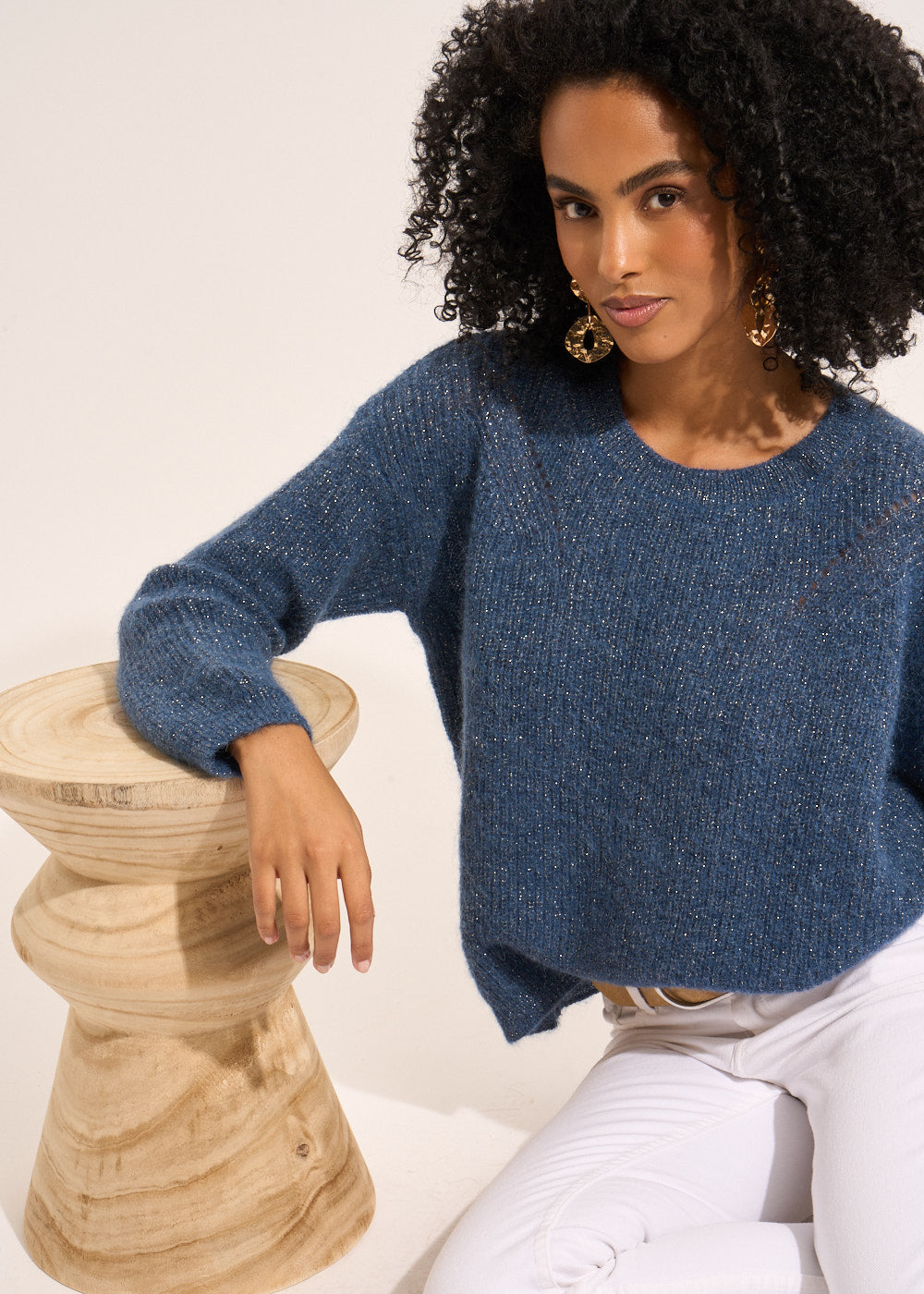 Pull col rond à détails brillants - Sud Express - 5 - Sud Express