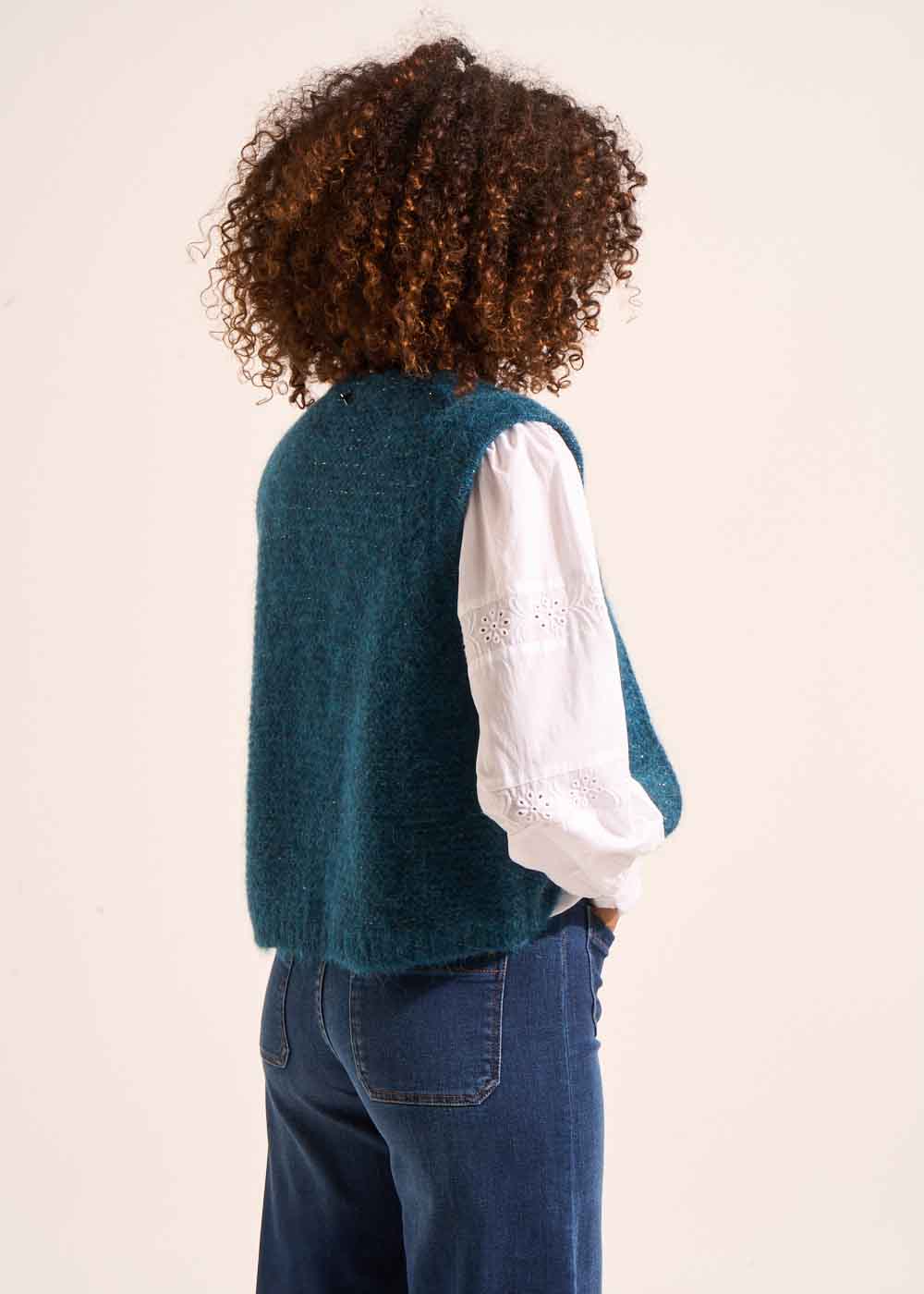 Gilet sans manches en mohair fils métallisés - Sud Express - 6 - Sud Express