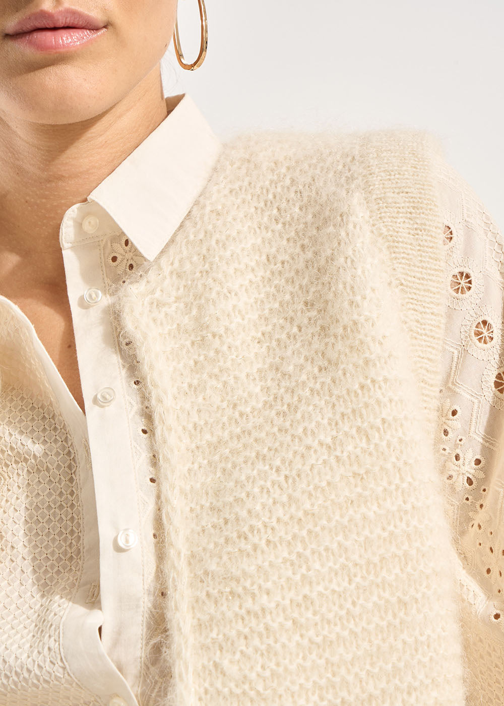 Gilet sans manches en mohair fils métallisés - Sud Express - 2 - Sud Express