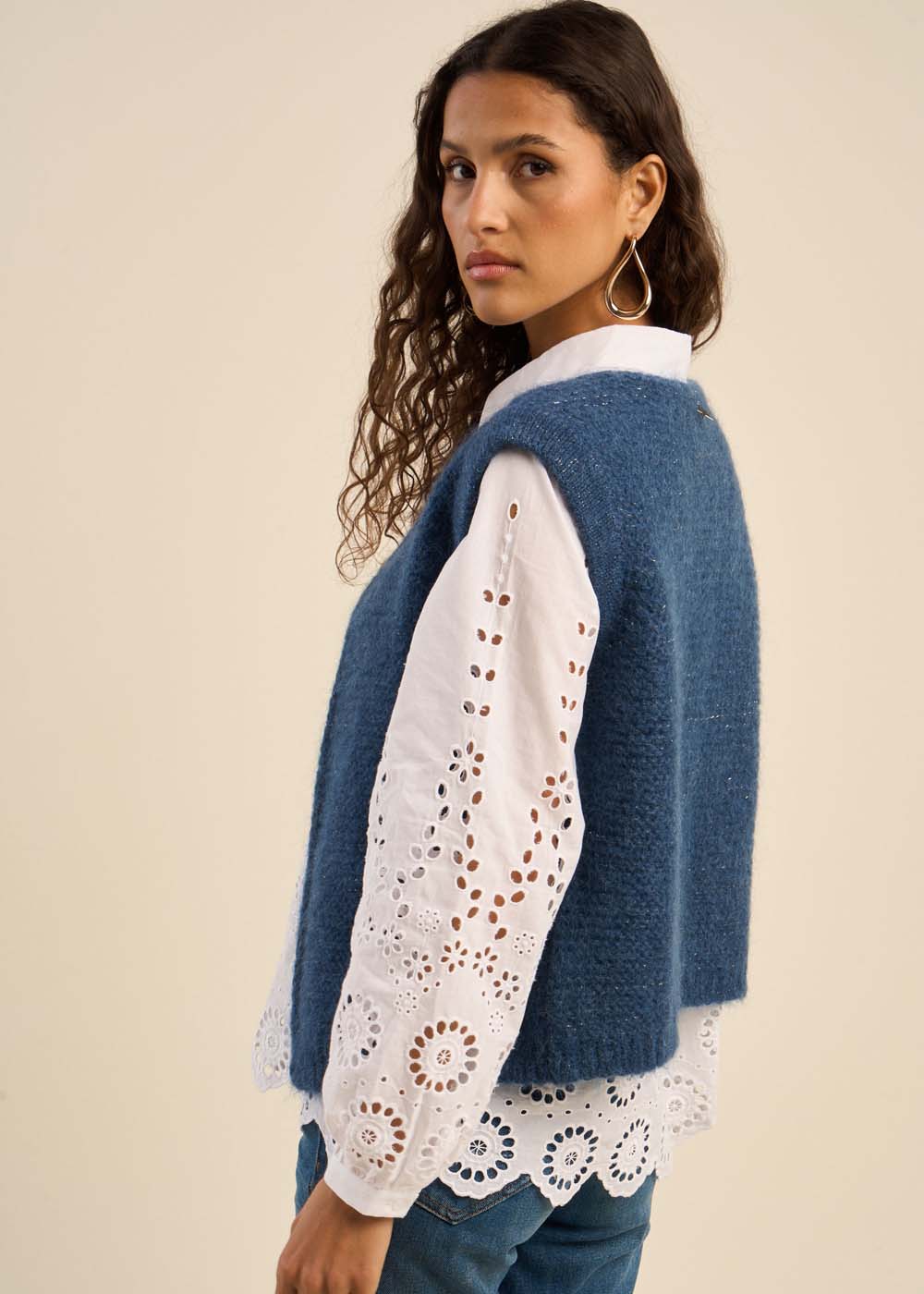 Gilet sans manches en mohair fils métallisés - Sud Express - 2 - Sud Express