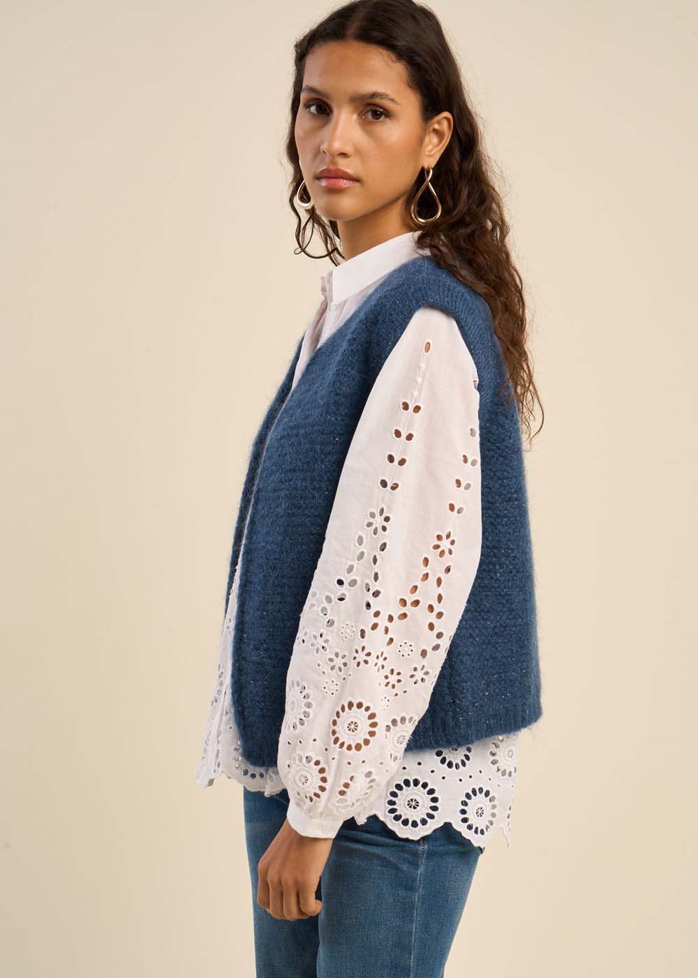 Gilet sans manches en mohair fils métallisés - Sud Express - 4 - Sud Express