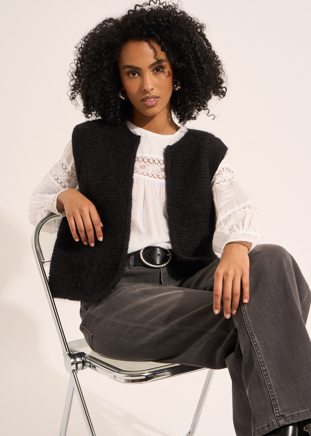 GOTANAX Gilet sans manches en mohair fils métallisés - 1 - Sud Express - Sud Express