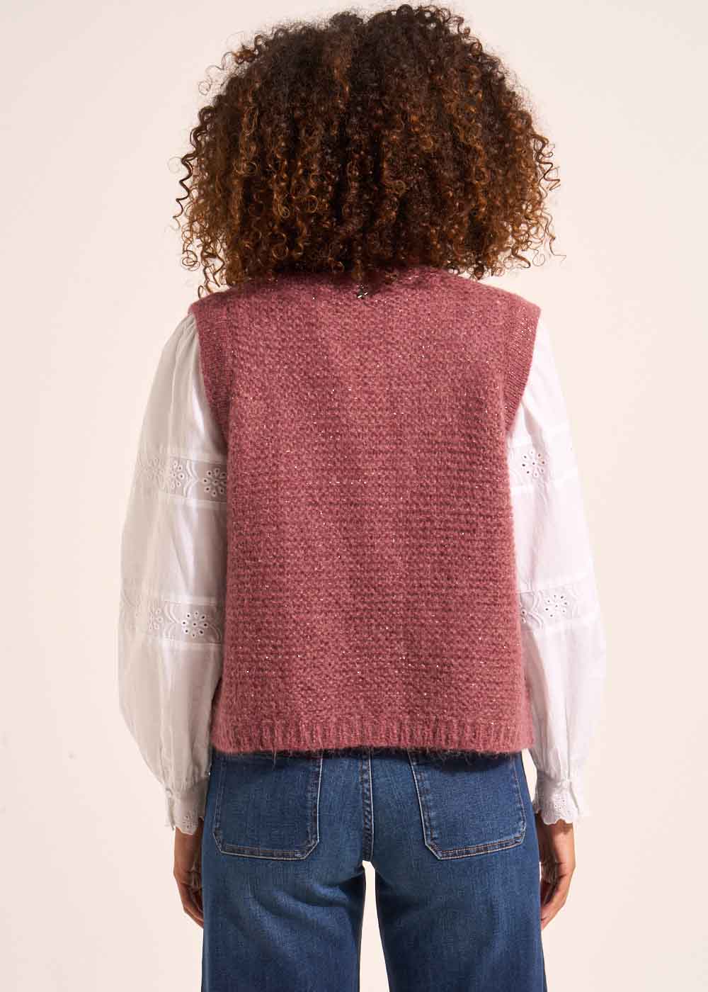 Gilet sans manches en mohair fils métallisés - Sud Express - 3 - Sud Express