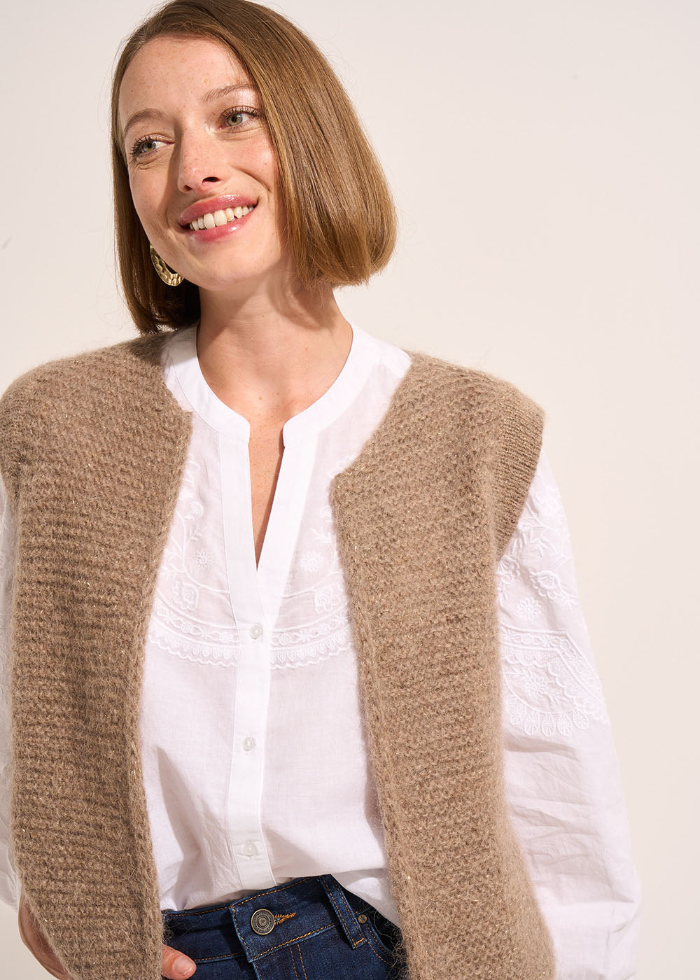 GOTANAX Gilet sans manches en mohair fils métallisés - 1 - Sud Express - Sud Express