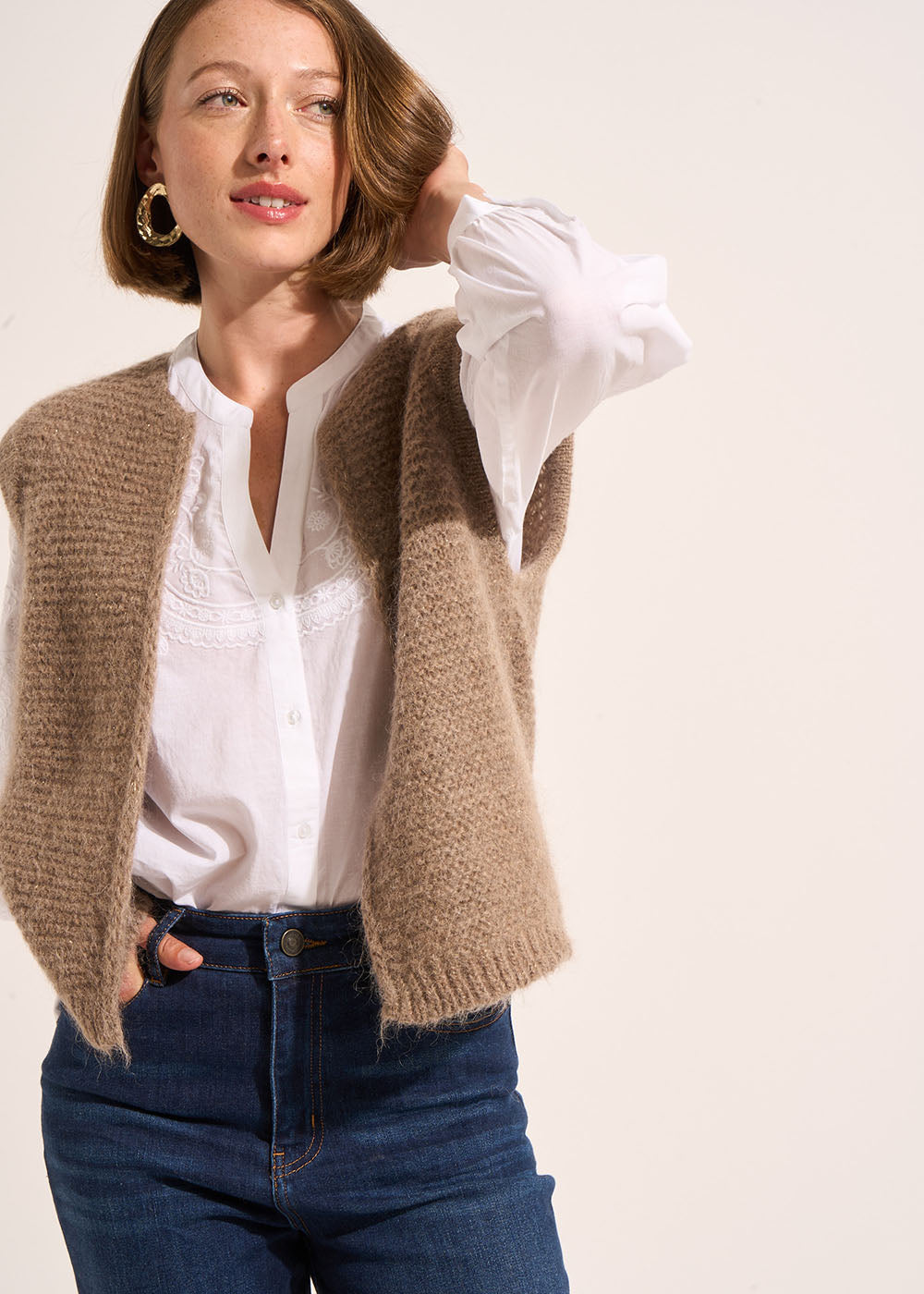 Gilet sans manches en mohair fils métallisés - Sud Express - 5 - Sud Express