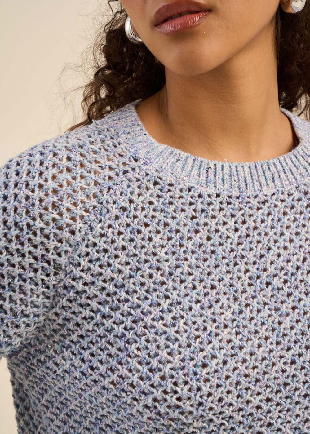 Pull maille multicolore et lurex manches 3/4 - Sud Express - 2 - Sud Express