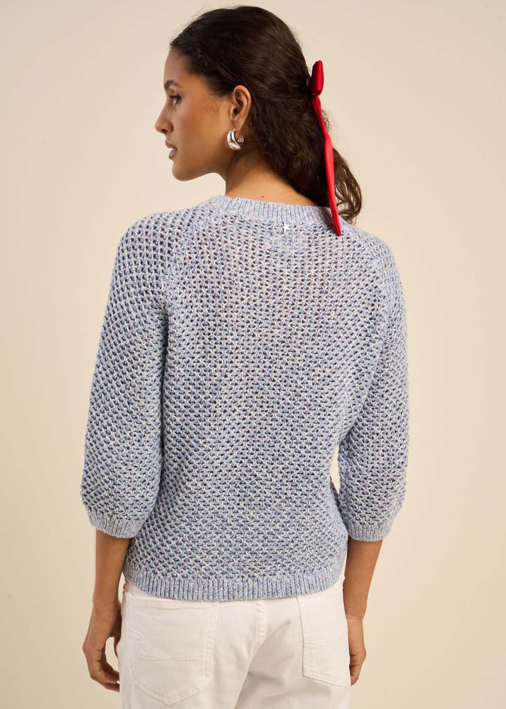 Pull maille multicolore et lurex manches 3/4 - Sud Express - 3 - Sud Express
