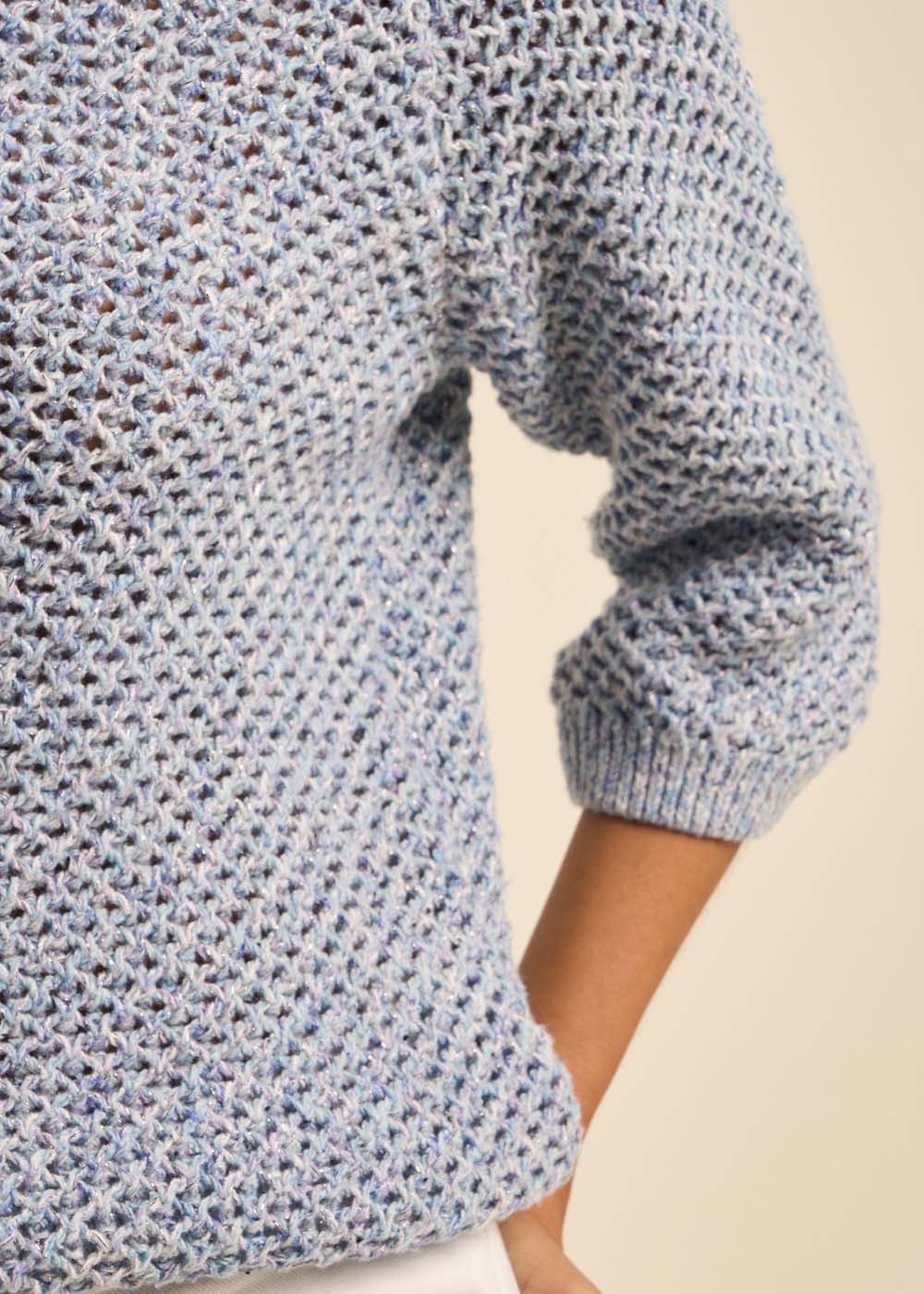 Pull maille multicolore et lurex manches 3/4 - Sud Express - 4 - Sud Express