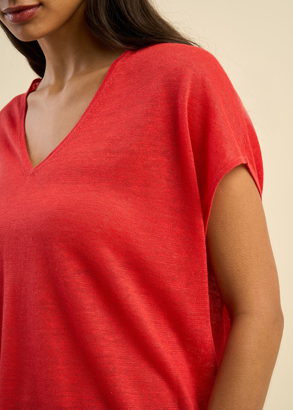 Pull sans manches col V 100% lin - Sud Express - 2 - Sud Express