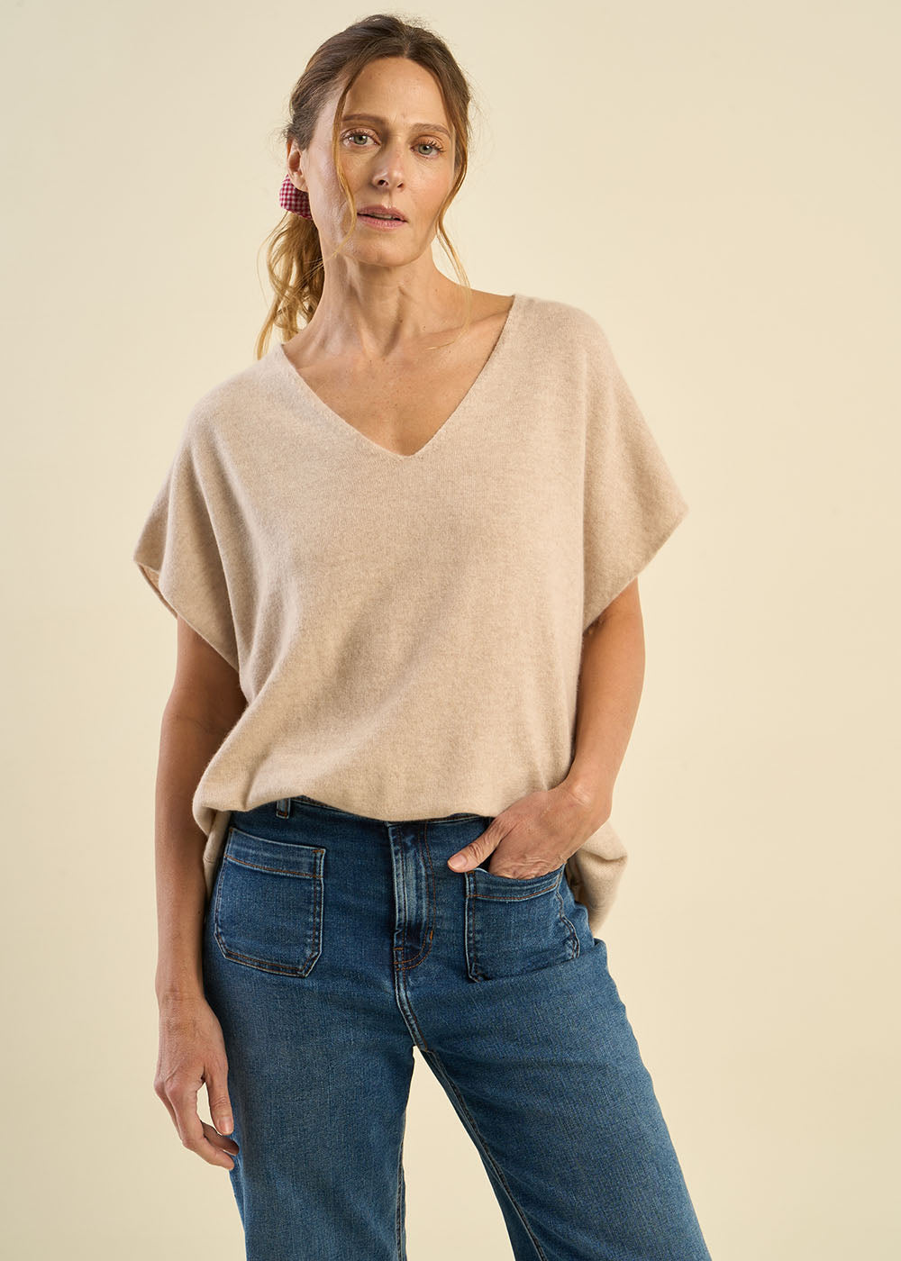 MAELLO Pull manches courtes en cachemire - 1 - Sud Express - Sud Express