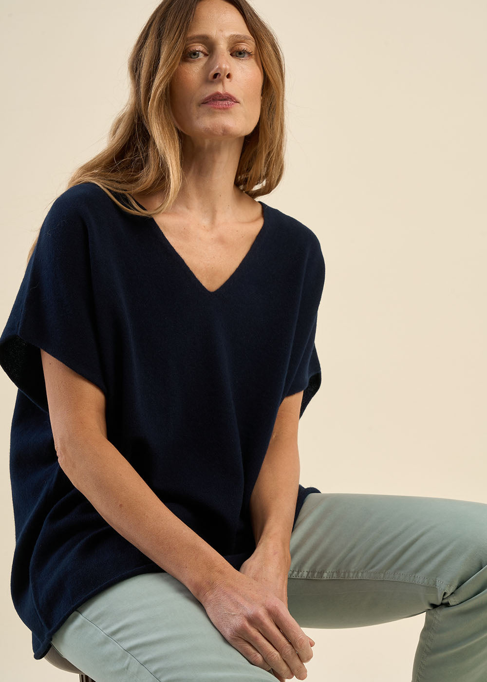 MAELLO Pull manches courtes en cachemire - 1 - Sud Express - Sud Express