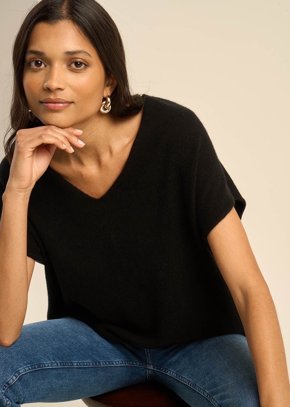 MAELLO Pull manches courtes en cachemire - 1 - Sud Express - Sud Express