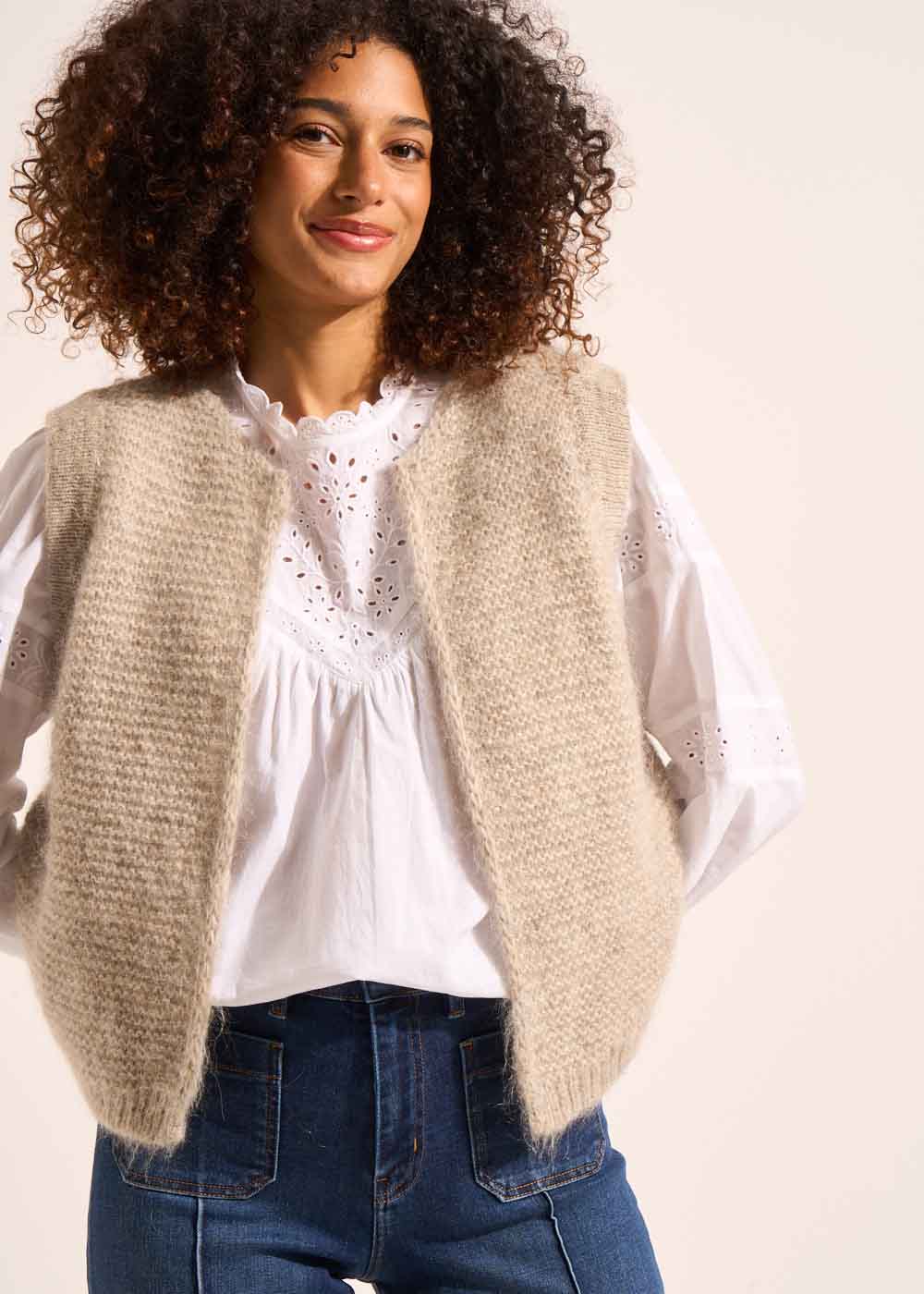 GOTANA Gilet court sans manches en mohair - 1 - Sud Express - Sud Express