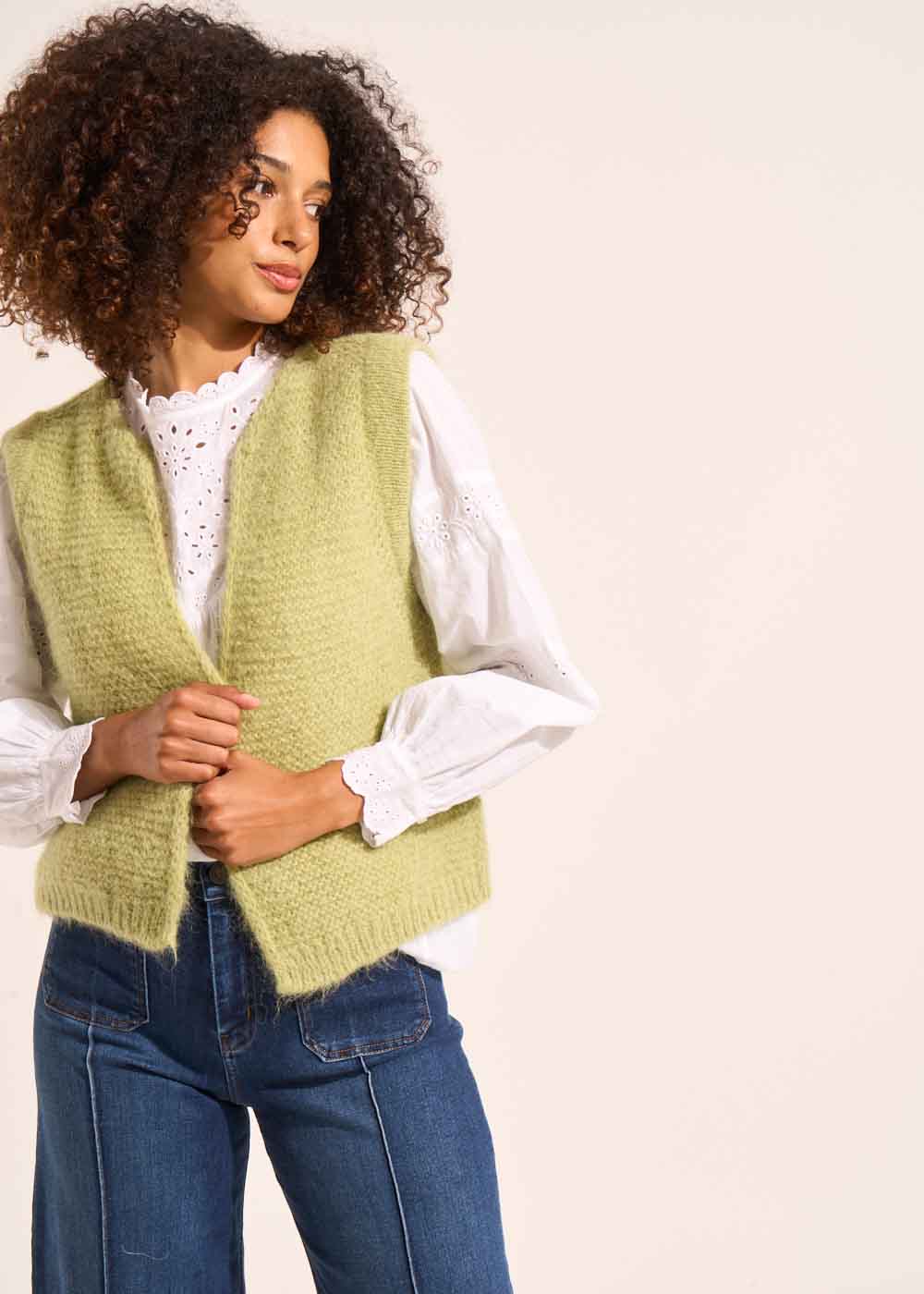 GOTANA Gilet court sans manches en mohair - 1 - Sud Express - Sud Express