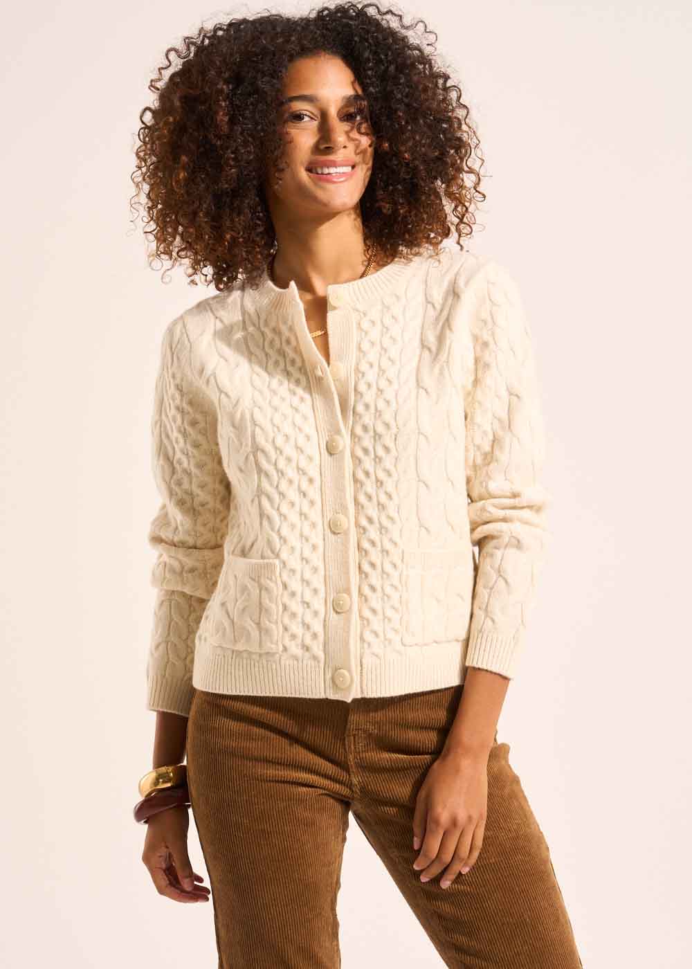 GILIA Gilet cardigan torsadé en laine avec poches plaquées - 1 - Sud Express - Sud Express