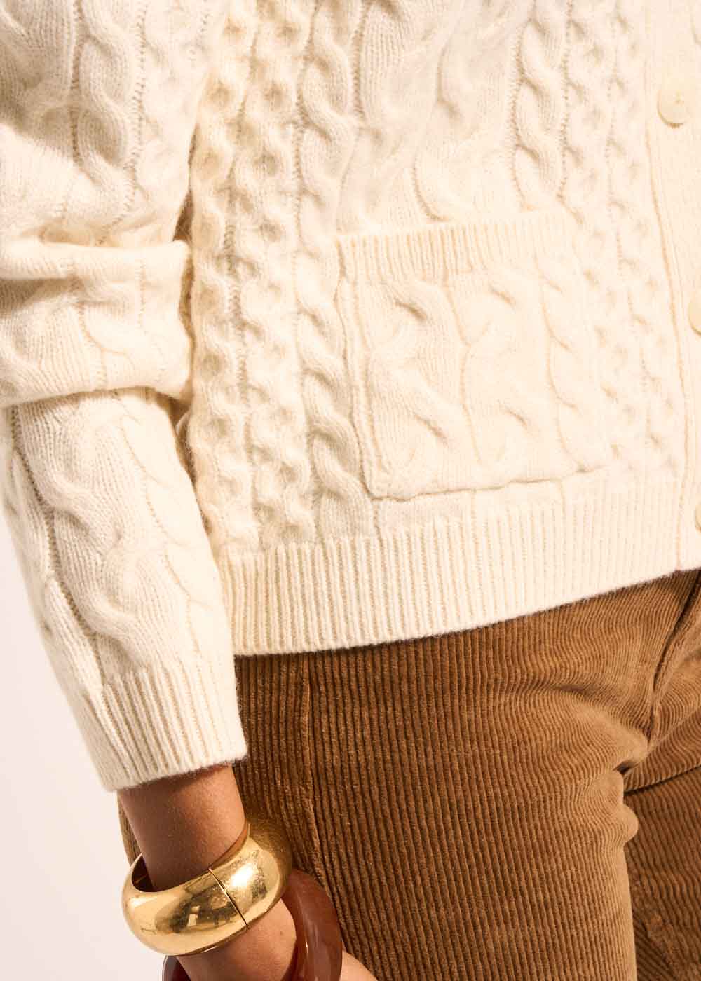 GILIA Gilet cardigan torsadé en laine avec poches plaquées - 2 - Sud Express - Sud Express