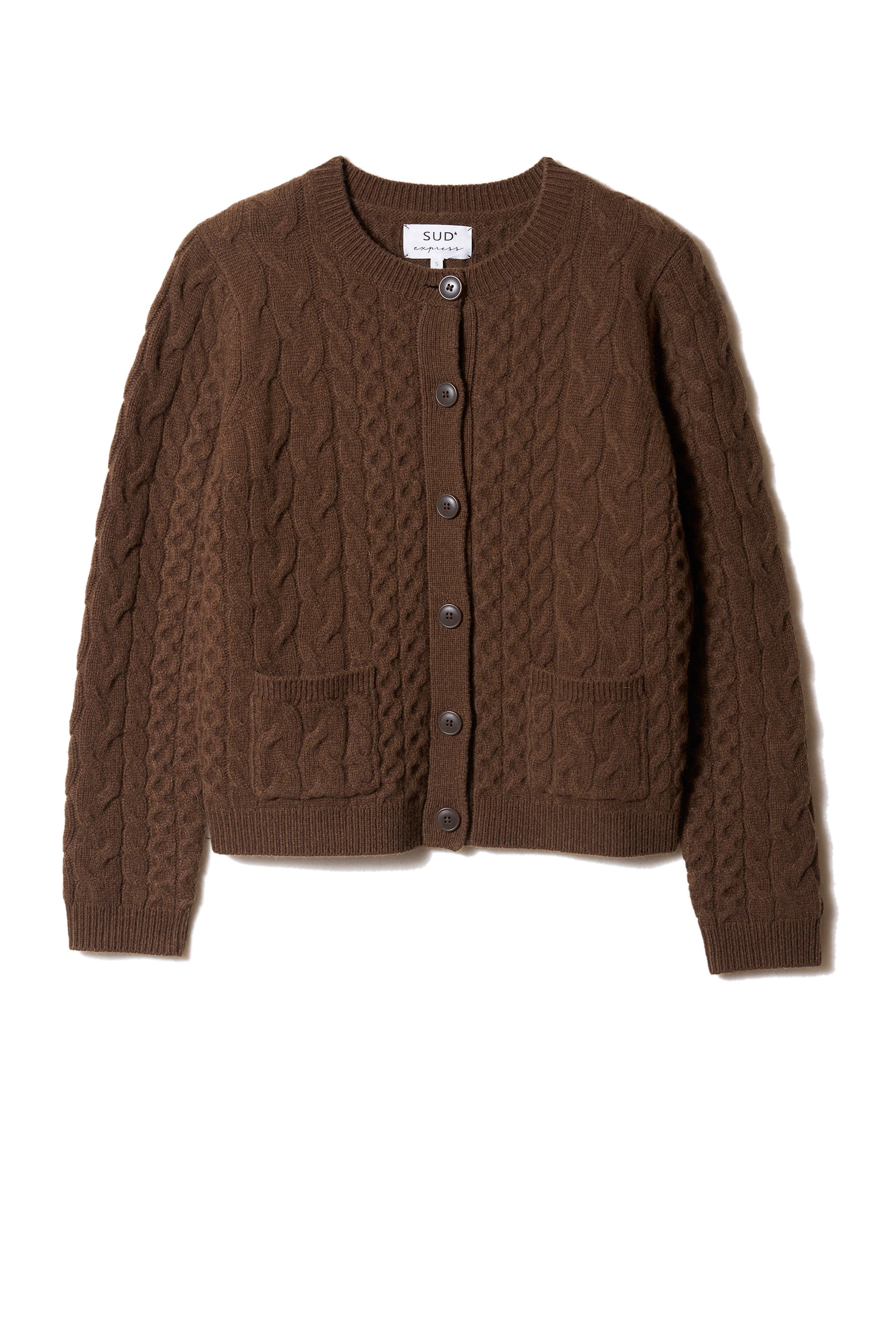 Gilet cardigan torsadé en laine avec poches plaquées - Sud Express - 6 - Sud Express