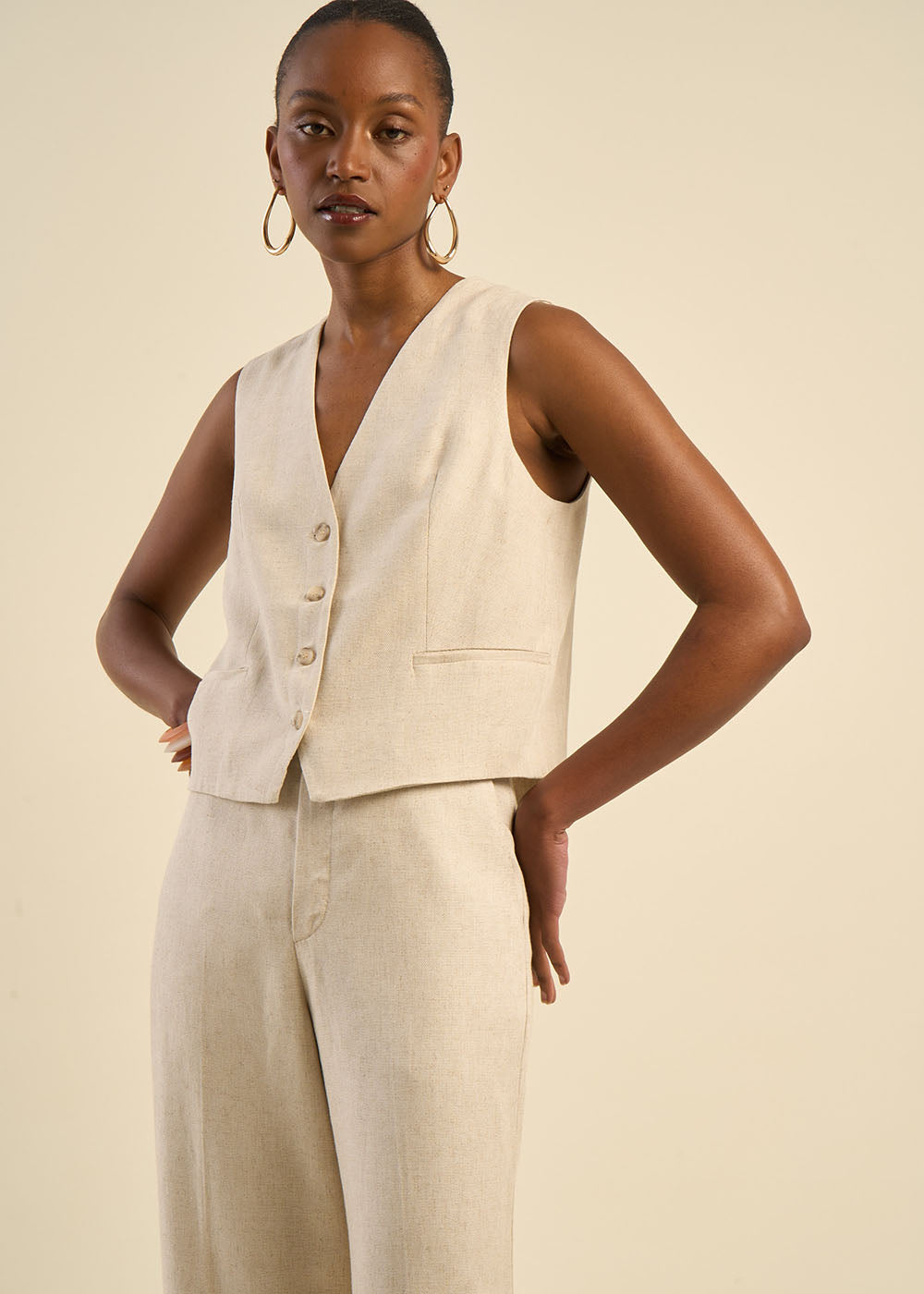 Gilet de costume contenant du lin - Sud Express - 1 - Sud Express