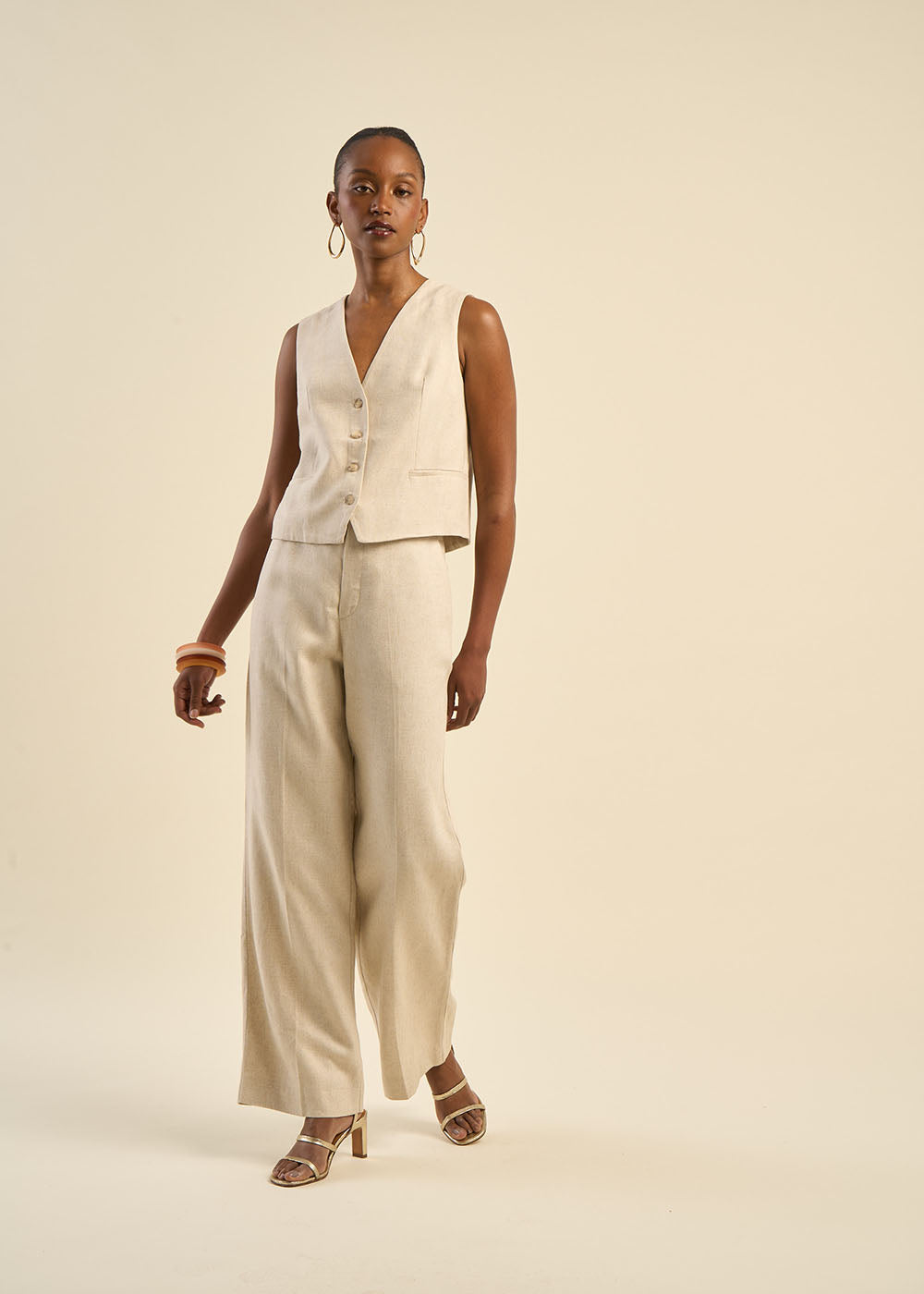 Gilet de costume contenant du lin - Sud Express - 6 - Sud Express