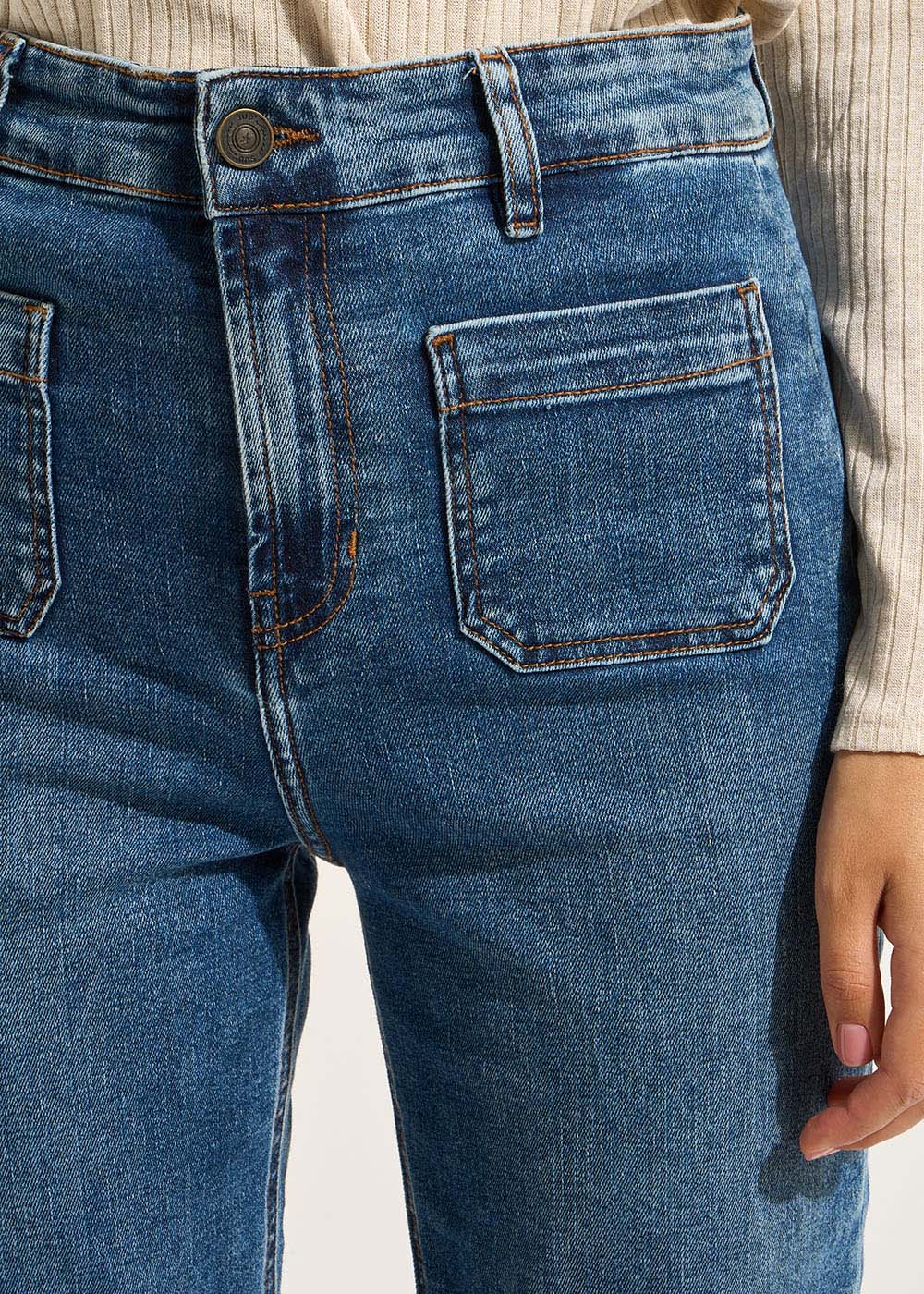 STACY Jean à jambes larges avec revers et taille haute - 2 - Sud Express - Sud Express