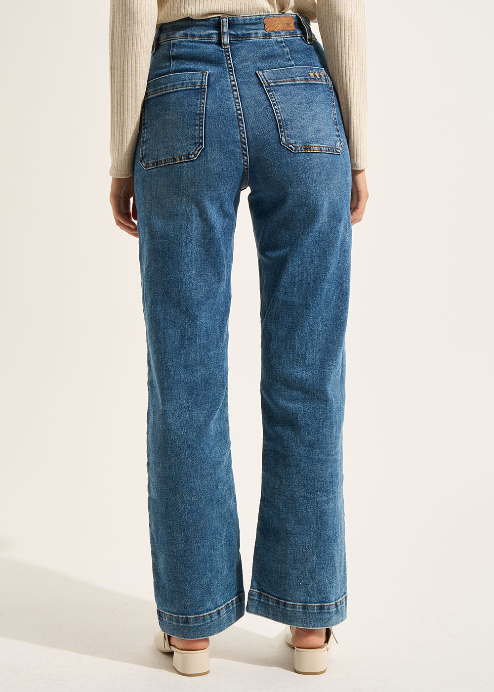 STACY Jean à jambes larges avec revers et taille haute - 3 - Sud Express - Sud Express