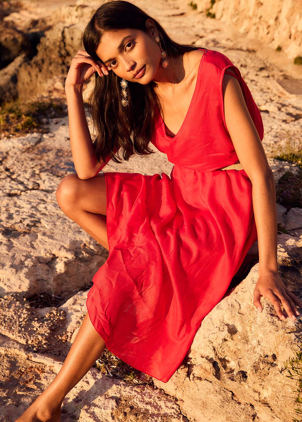 RIMITI Robe midi à col V - 1 - Sud Express - Sud Express