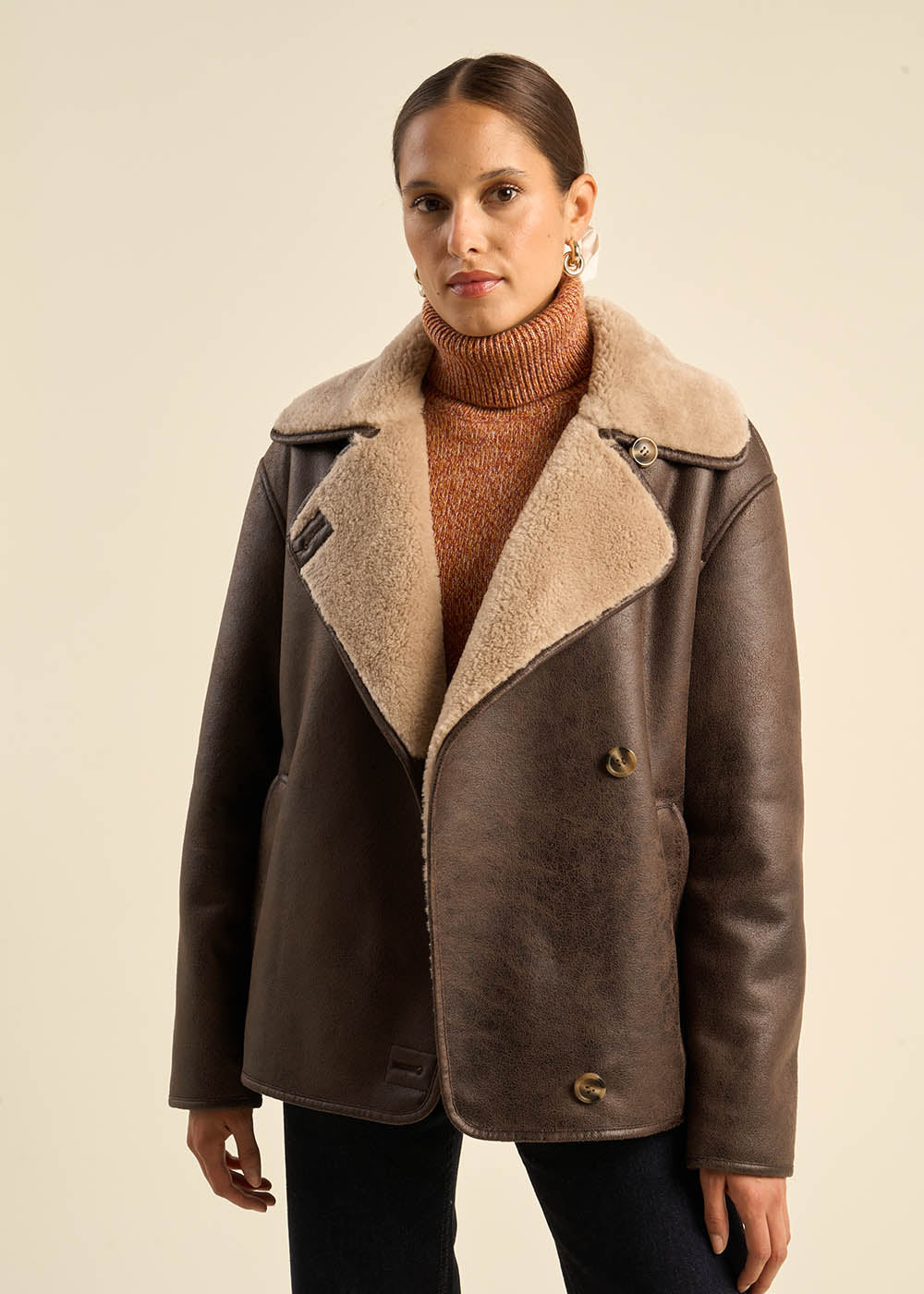 Veste en fausse peau lainée - Sud Express - 5 - Sud Express