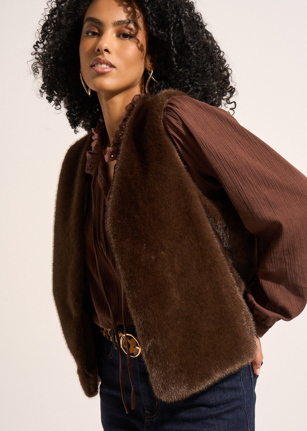 GUARANI Gilet sans manches en fausse fourrure - 1 - Sud Express - Sud Express