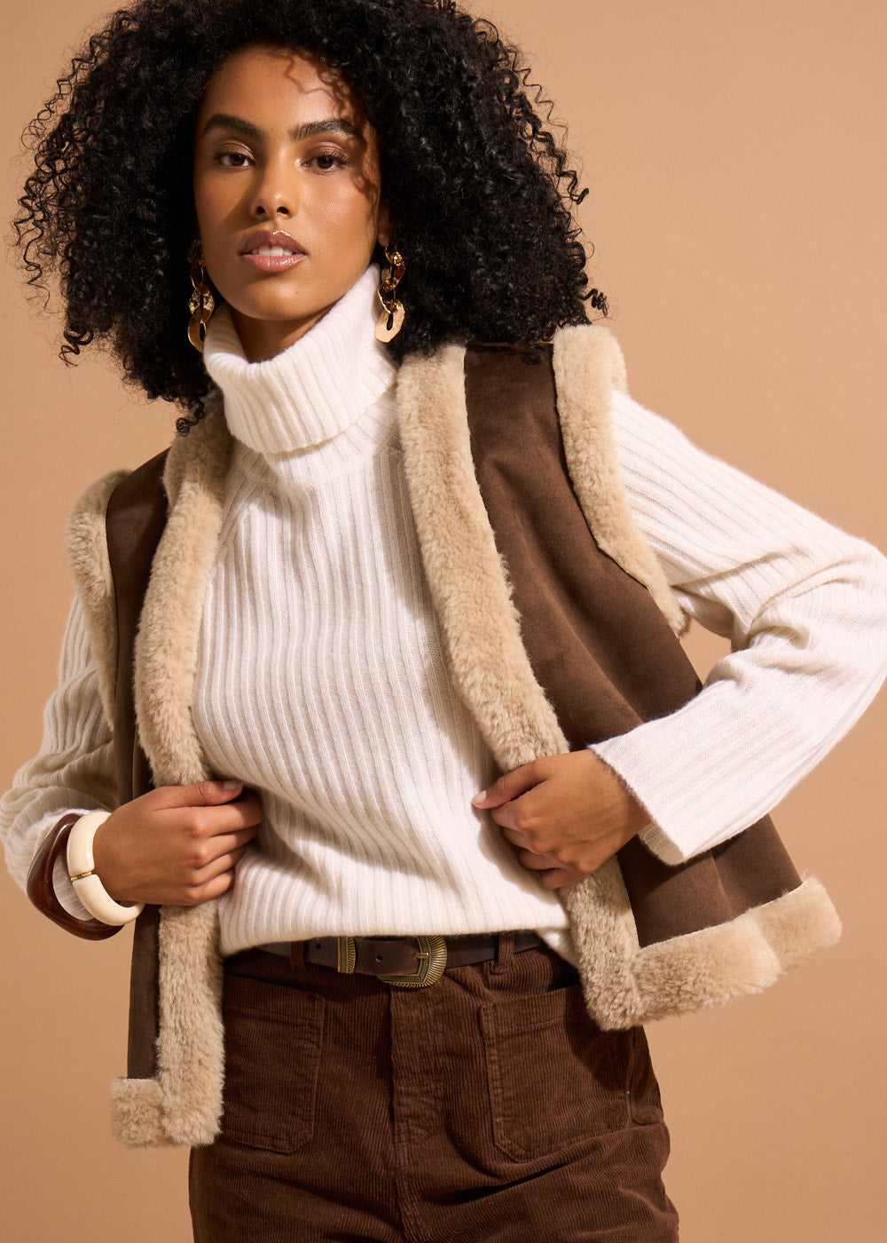 GASTY Gilet sans manches en peau lainée - 1 - Sud Express - Sud Express