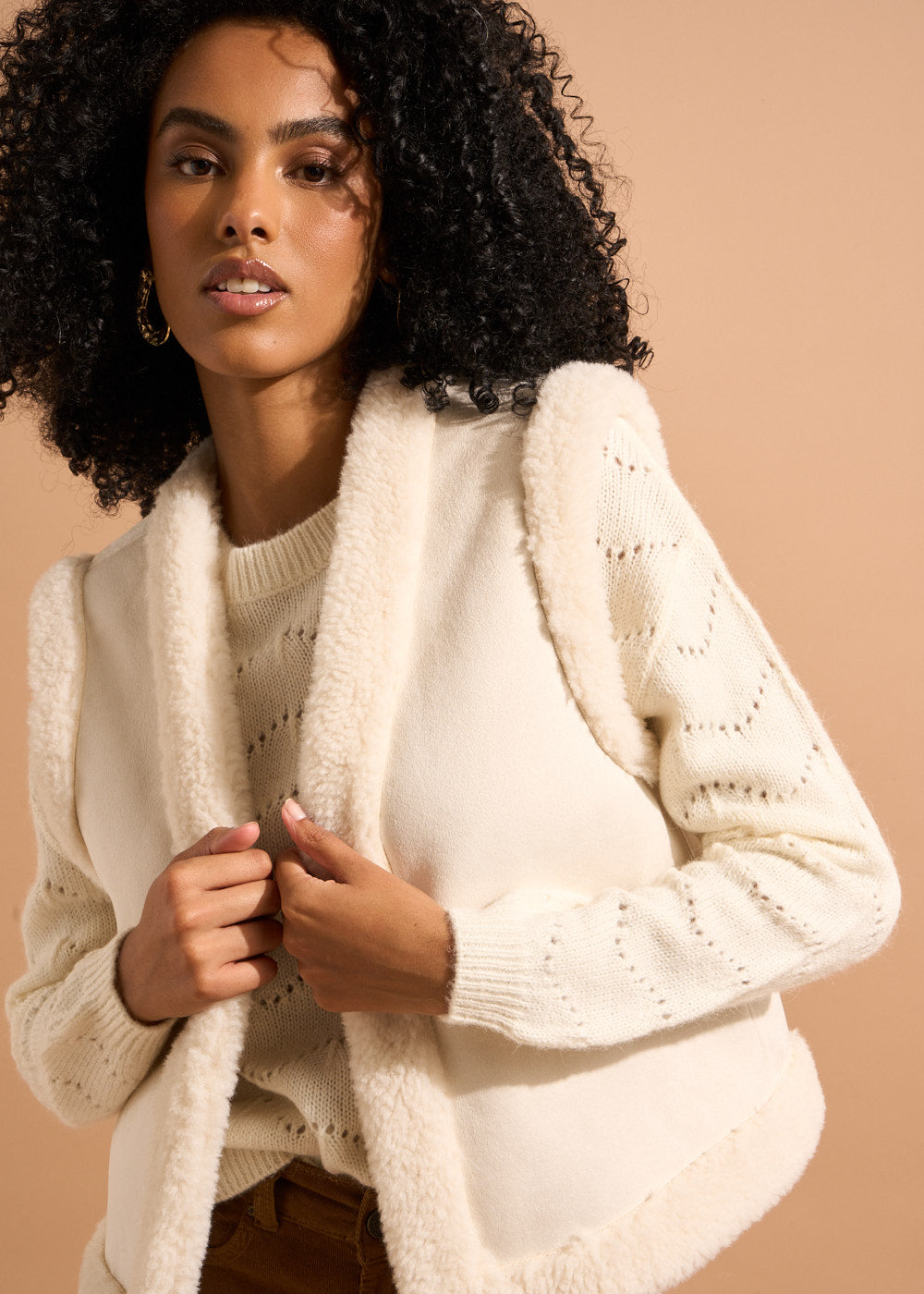 GASTY Gilet sans manches en peau lainée - 1 - Sud Express - Sud Express