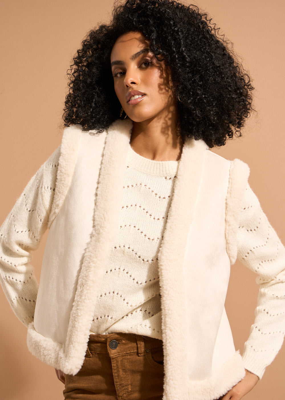 Gilet sans manches en peau lainée - Sud Express - 5 - Sud Express