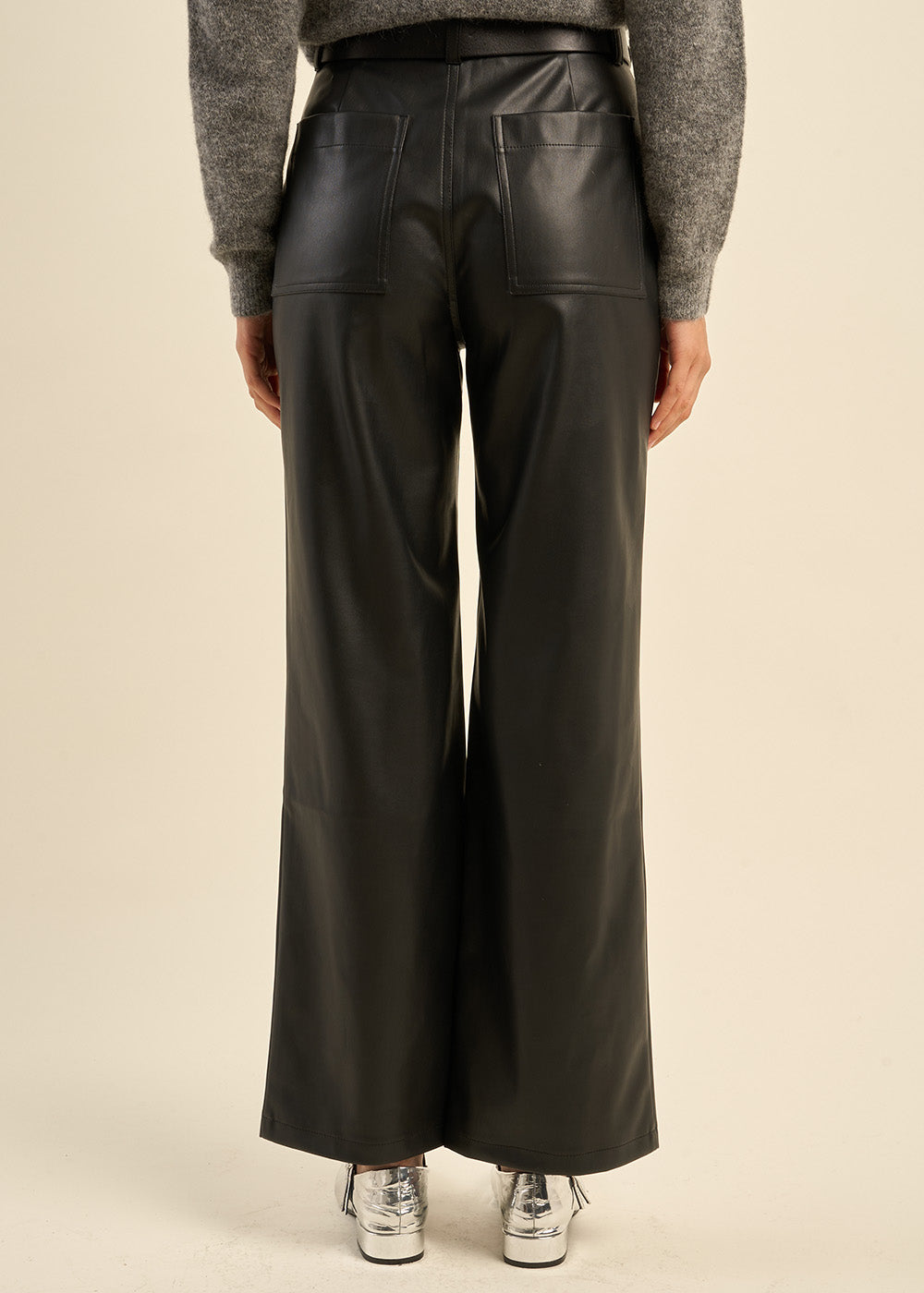 CARMELA Pantalon large taille haute en similicuir - 3 - Sud Express - Sud Express