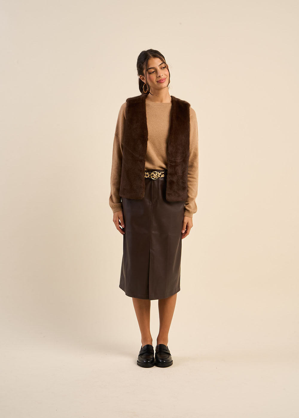 JULINE Jupe mi-longue en similicuir - 1 - Sud Express - Sud Express