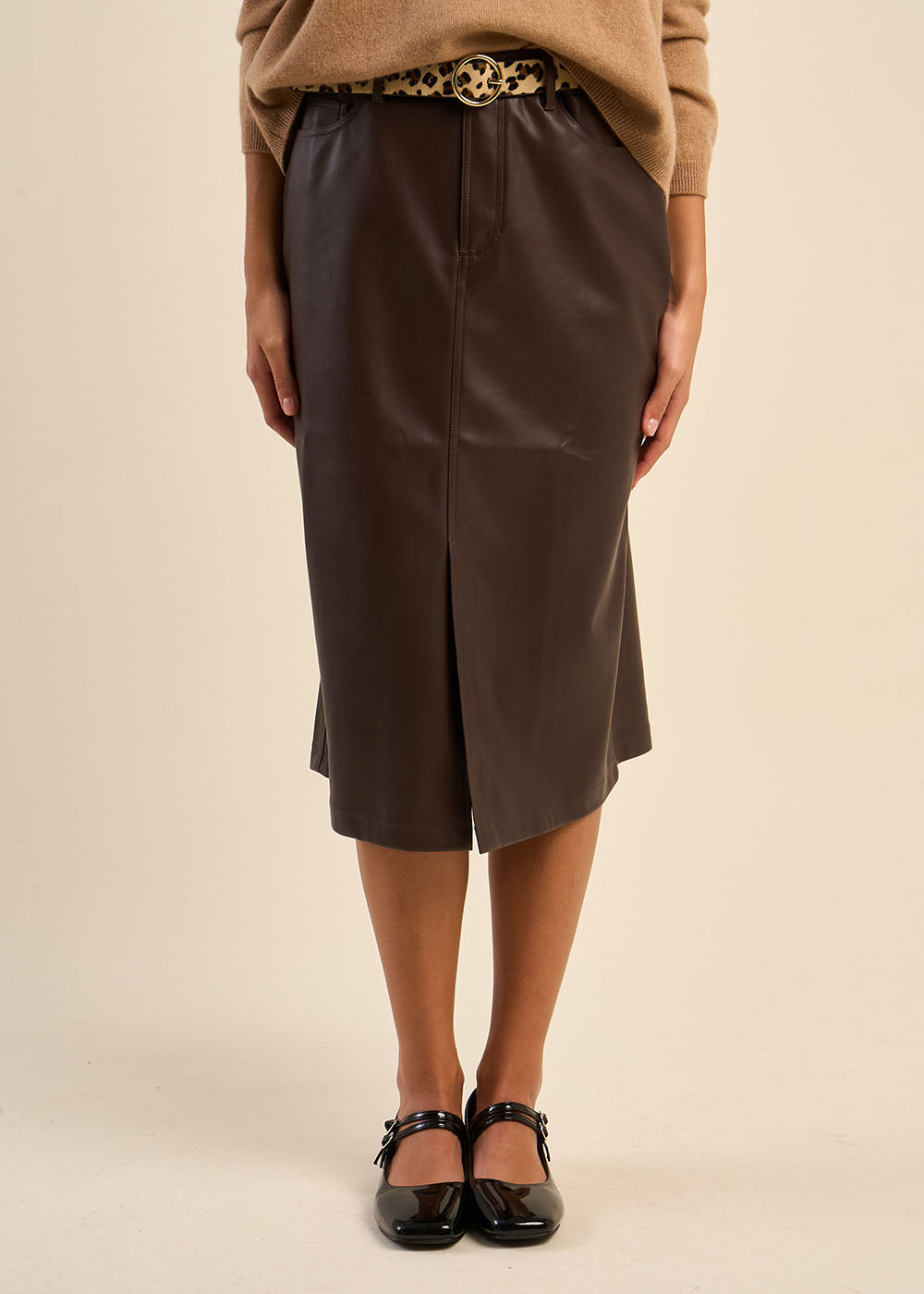 Jupe mi-longue en similicuir - Sud Express - 5 - Sud Express