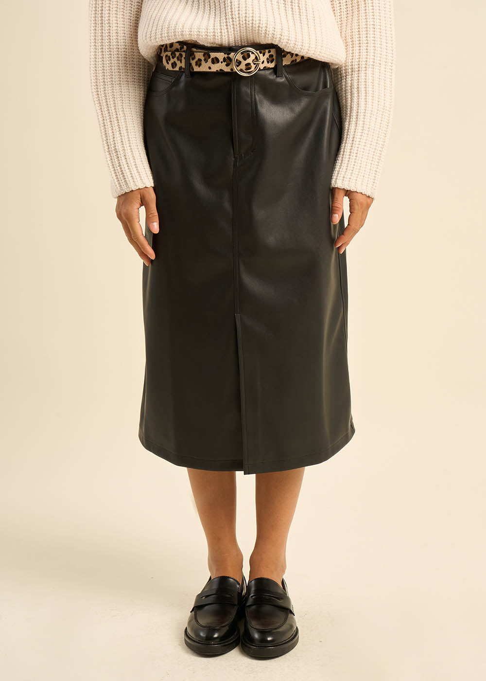 Jupe mi-longue en similicuir - Sud Express - 5 - Sud Express