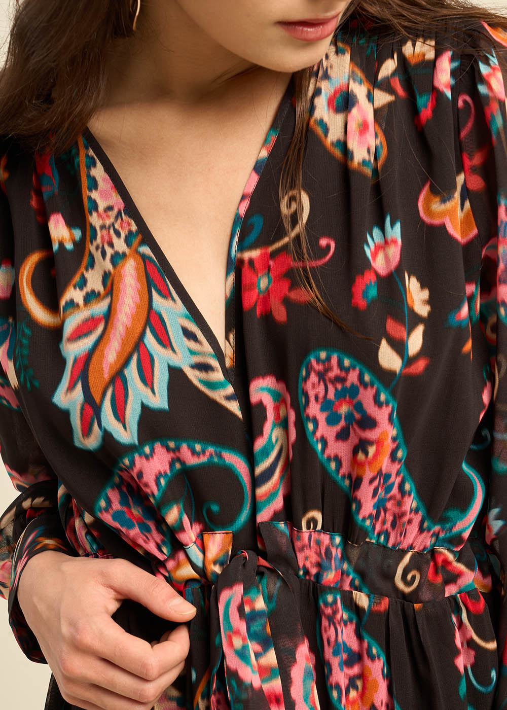 RASHEMINA Robe courte imprimée à col V - 2 - Sud Express - Sud Express