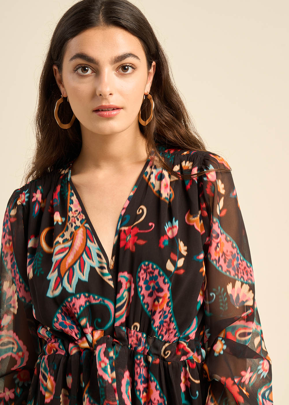 Robe courte imprimée à col V - Sud Express - 5 - Sud Express