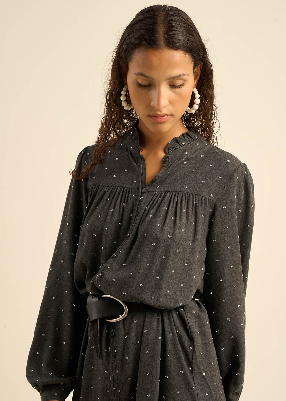 Robe courte boutonnée à manches longues - Sud Express - 5 - Sud Express