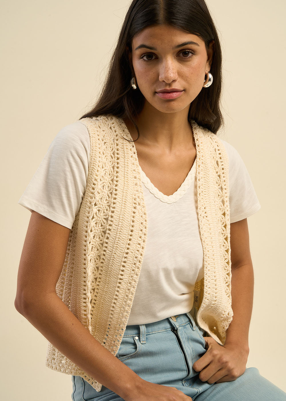 GARYOU Gilet sans manches maille crochetée - 1 - Sud Express - Sud Express