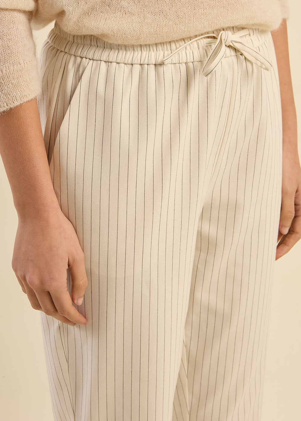 Pantalon droit fluide à taille élastique et rayures - Sud Express - 2 - Sud Express